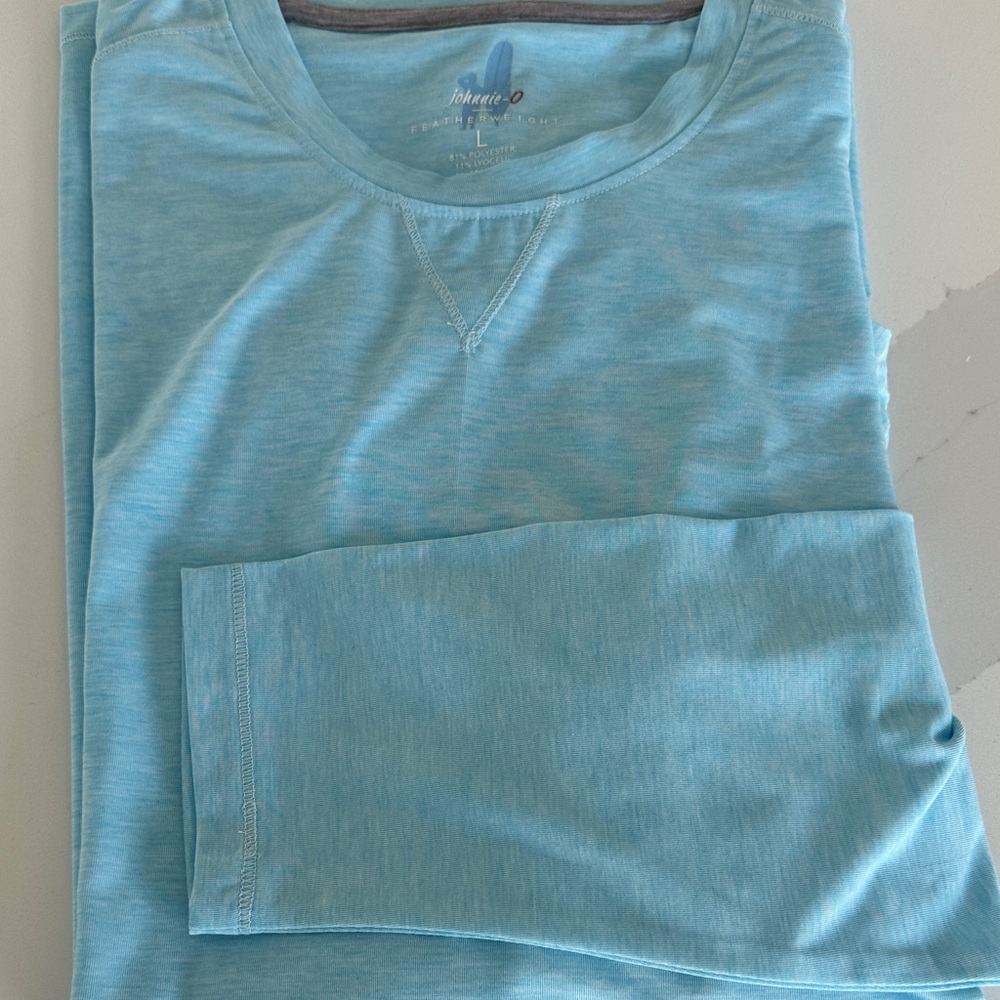 johnnie-O Light Aqua Long Sleeve Crewneck Shirt